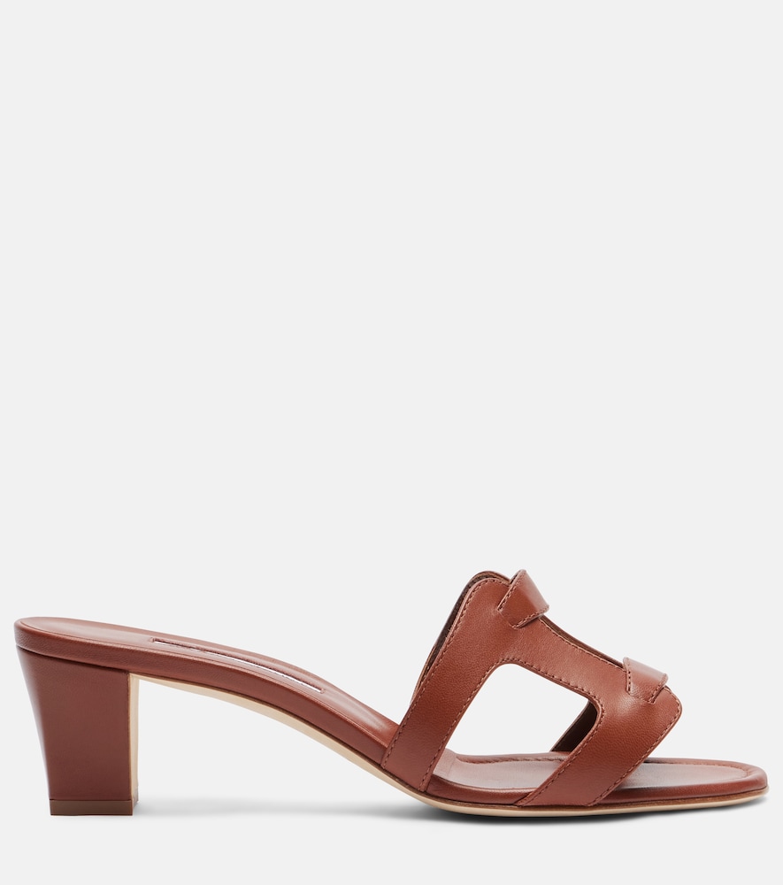  Manolo Blahnik Manolo Blahnik Grellanu 50 Leather Mules 