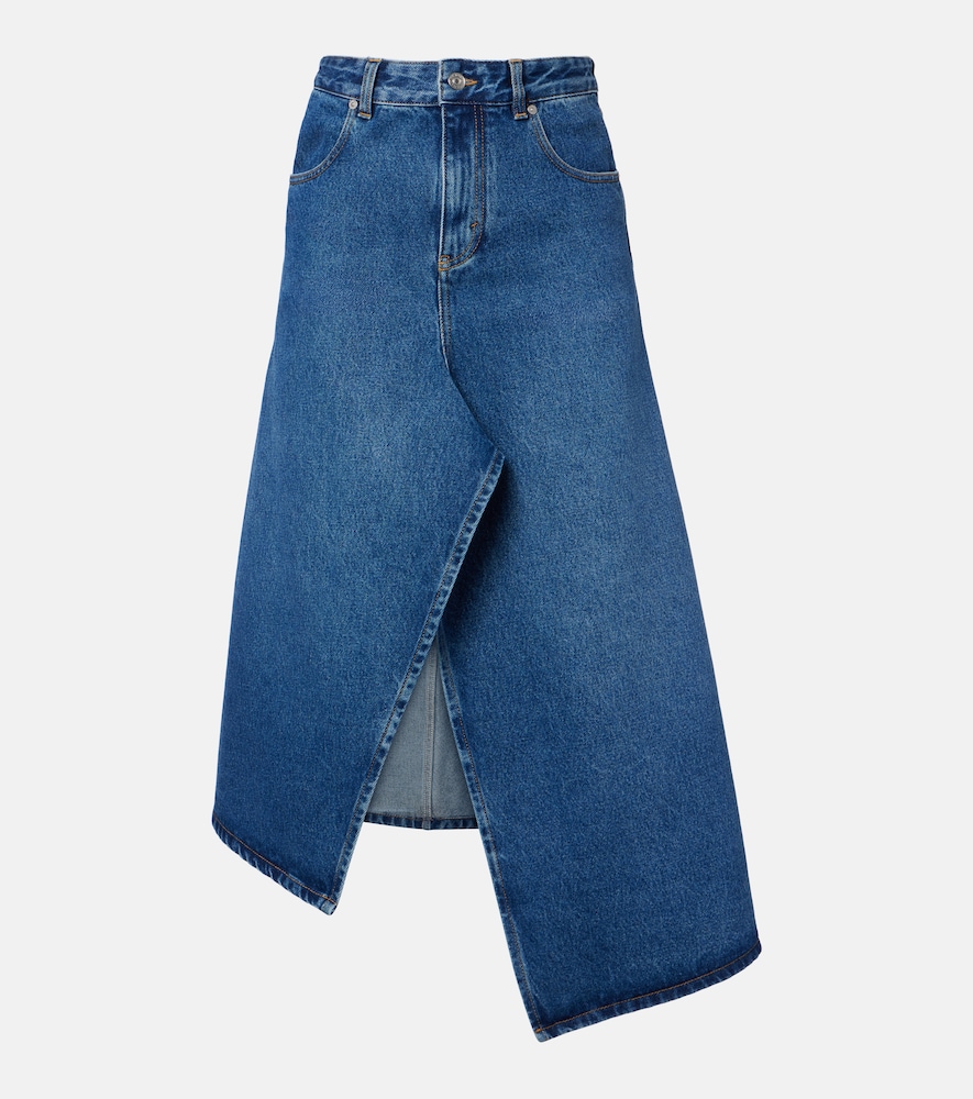 Victoria Beckham Women's Blue Asymmetric Denim Midi Skirt UK Size 12 - Mytheresa