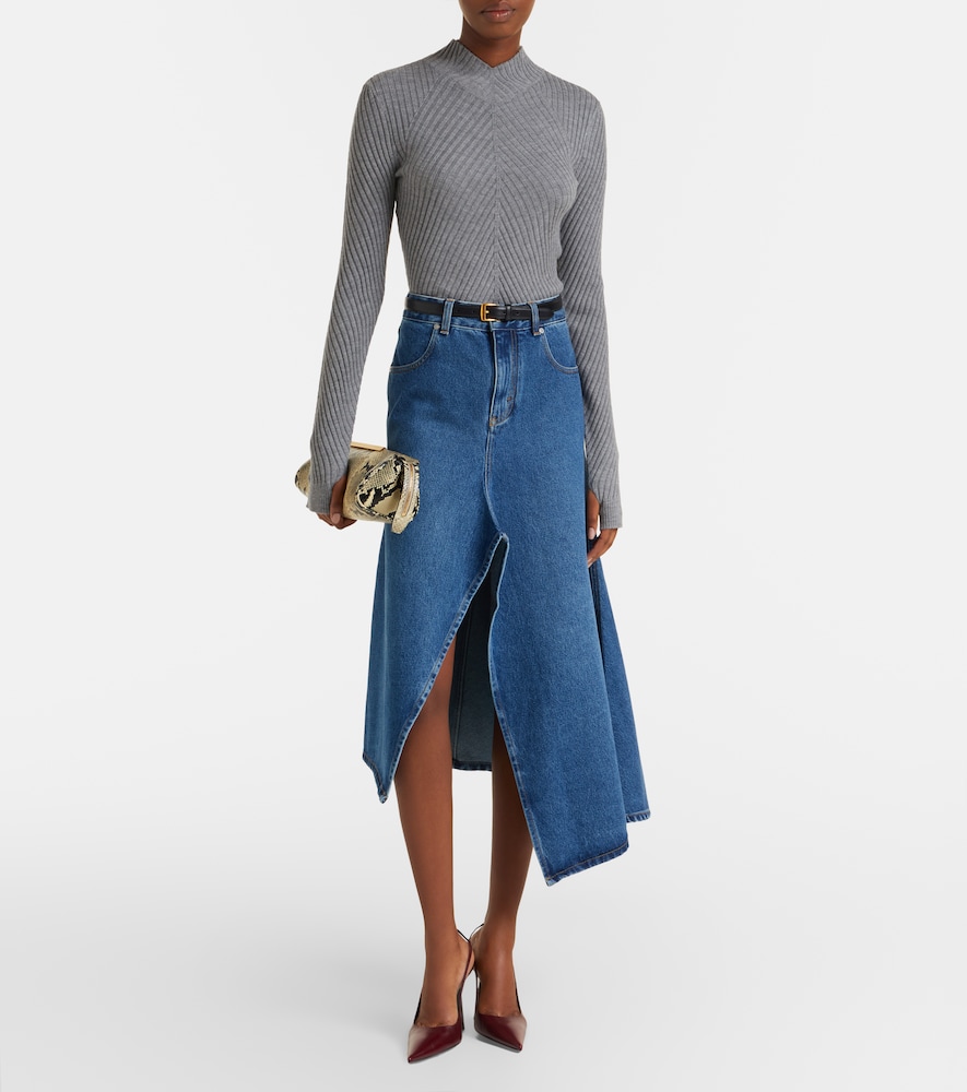 Victoria Beckham Asymmetric denim midi skirt
