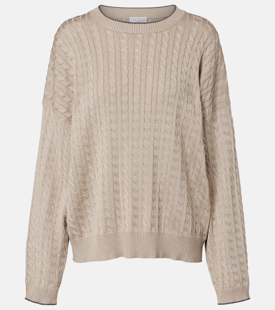 Brunello Cucinelli Cable-knit cotton-blend sweater | Thumbnail 6 Brunello Cucinelli Cable-knit cotton-blend sweater | Thumbnail 6