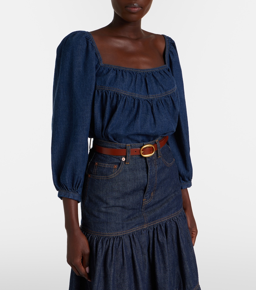  Saint Laurent Saint Laurent Blusa De Denim Fruncida 