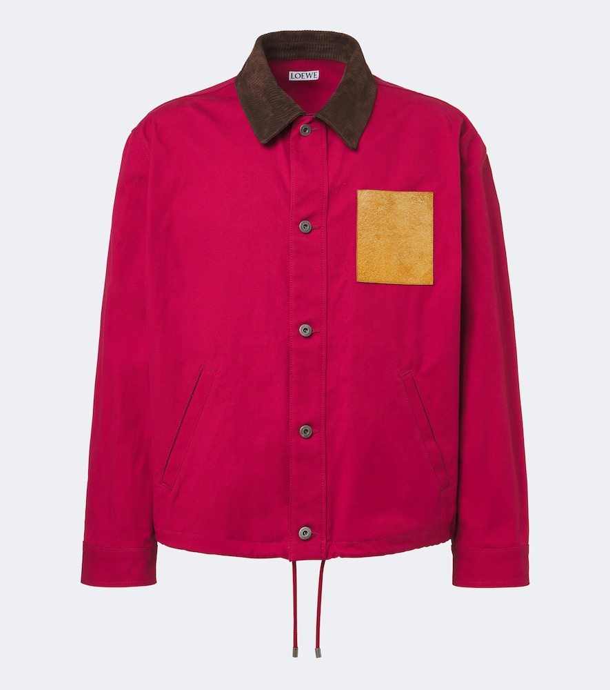 Loewe Men's Red Suede-Trimmed Cotton Canvas Jacket UK Size 36 - Mytheresa