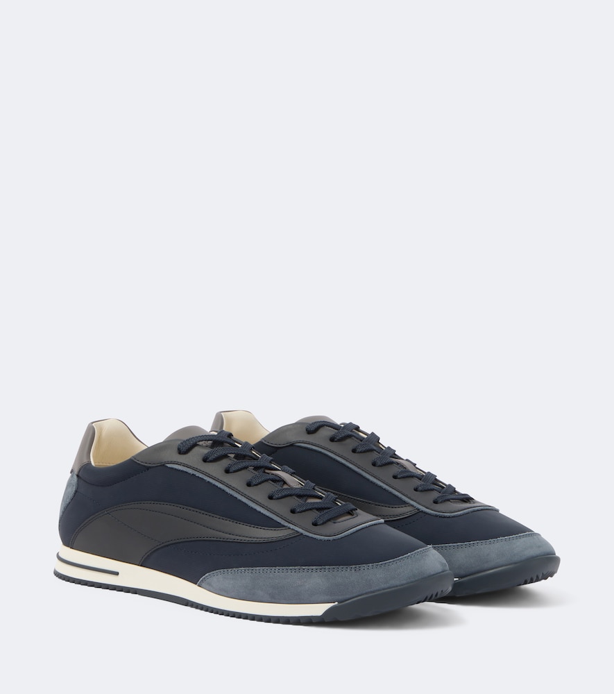 Brunello Cucinelli Men's Blue Leather-Trimmed Sneakers UK Size 10.5 - Mytheresa