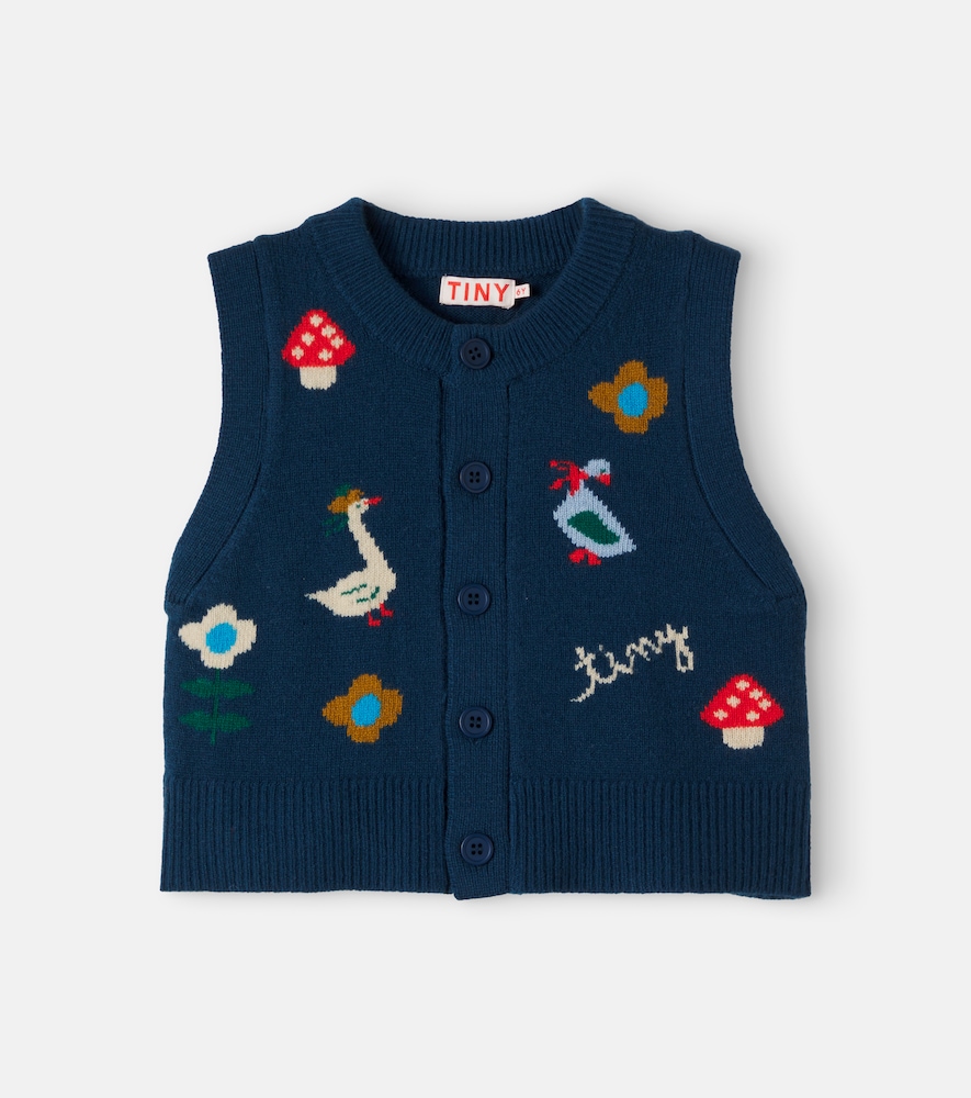 Tinycottons Intarsia Wool Vest In Blue