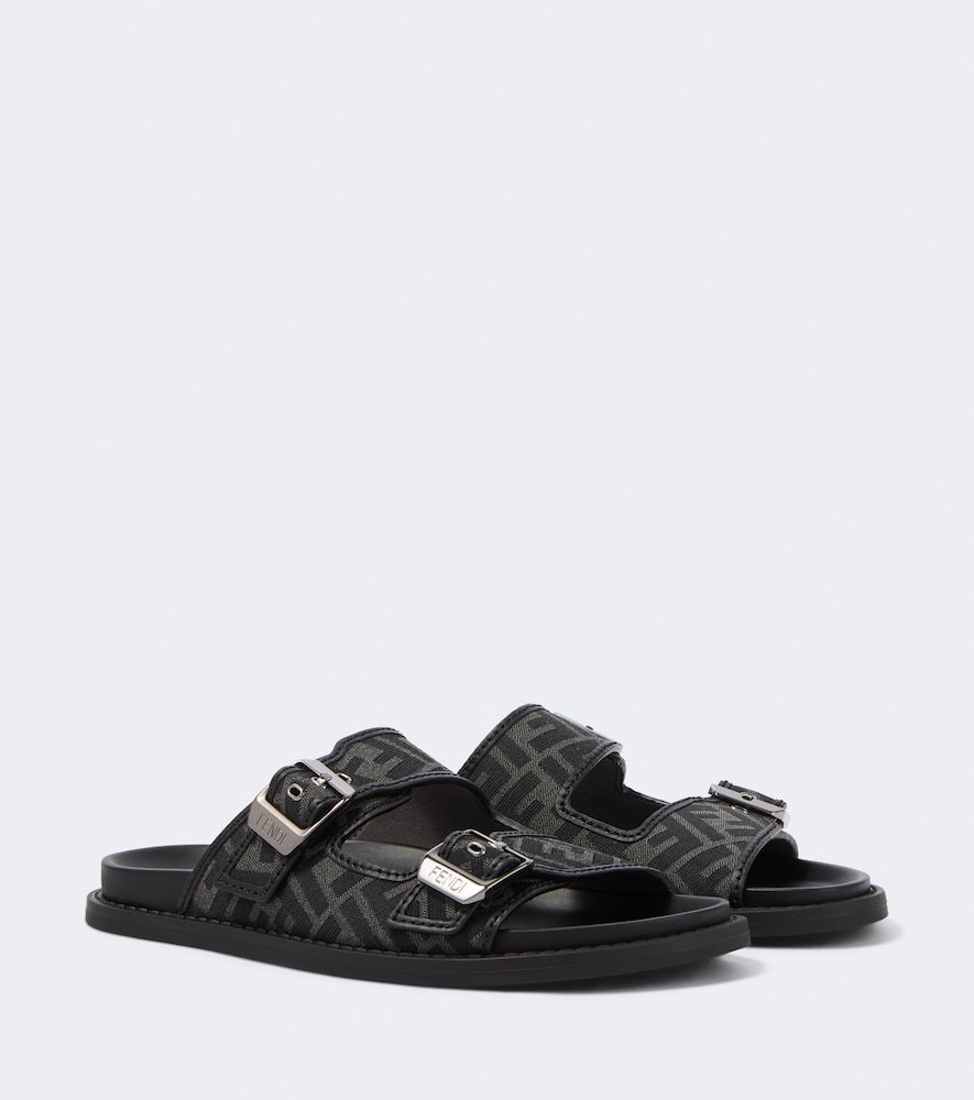 Pantoletten  Feel aus Jacquard mit Leder