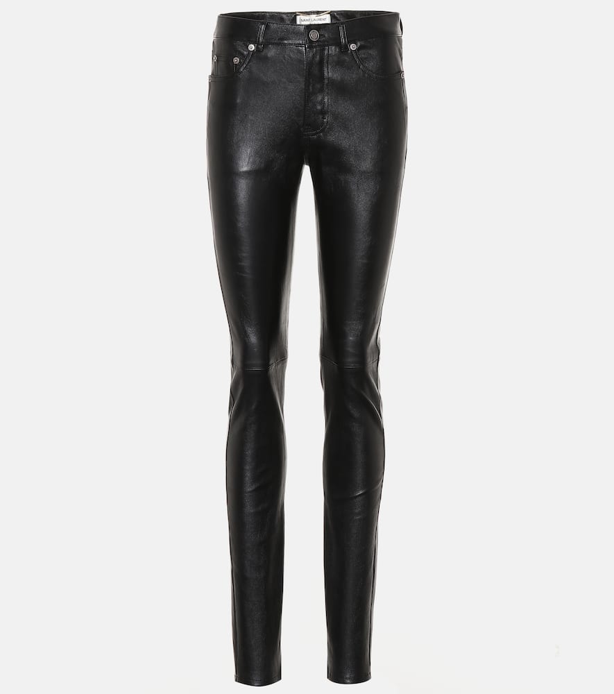 Saint Laurent Stretch-leather Skinny Pants In Black