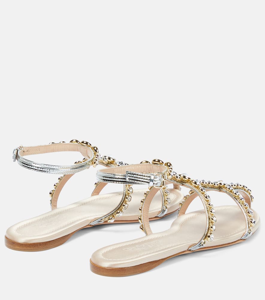 Shop Giambattista Valli Maharani Embellished Leather Sandals In Platinum