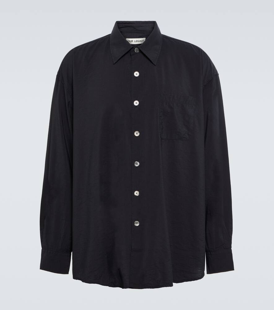 Our Legacy Shirt With Button-down Collar And Chest Pocket In Black Liquid Viscose
