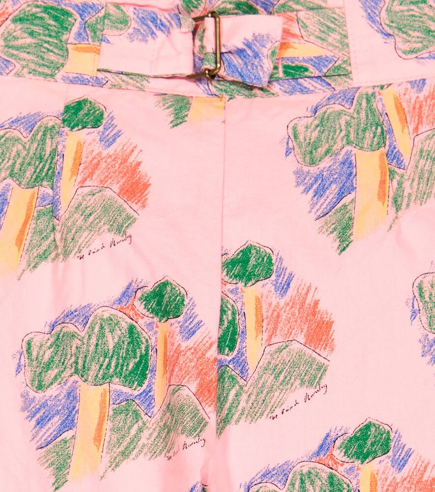 The Animals Observatory Buffalo Printed Cotton Pants In Pink Forest
