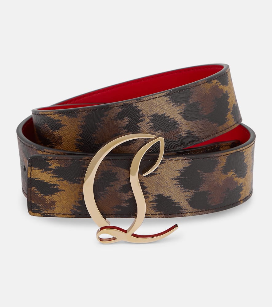 CL logo animal-print leather belt