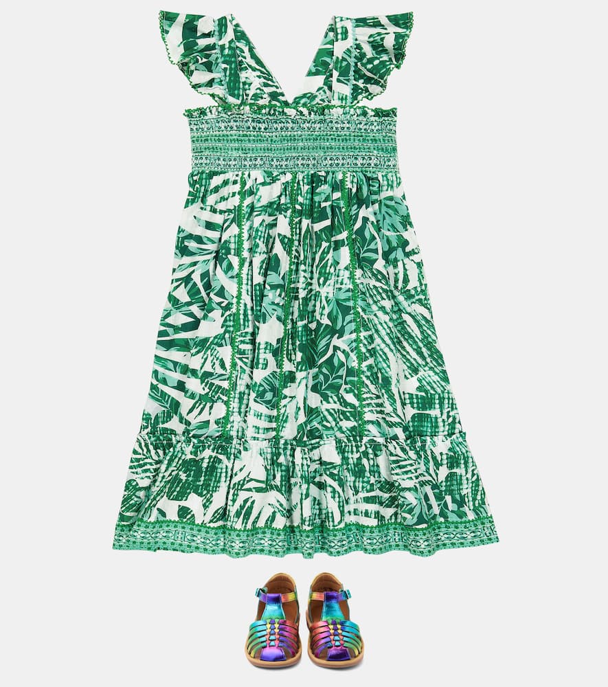 Poupette St Barth Cindy Floral Cotton Dress In Mint Tropical