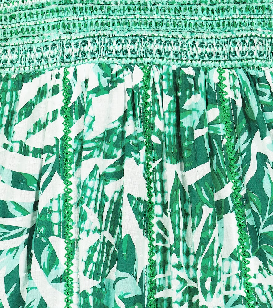 Poupette St Barth Cindy Floral Cotton Dress In Mint Tropical
