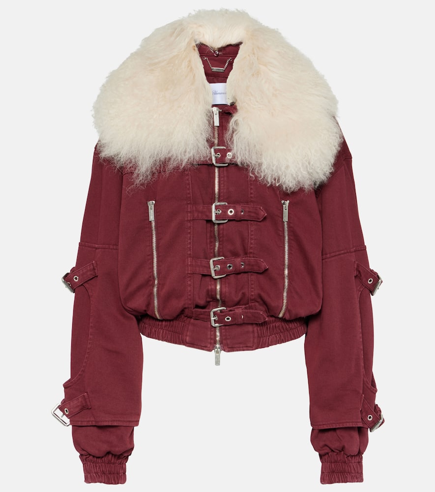 blumarine veste raccourcie en jean et shearling