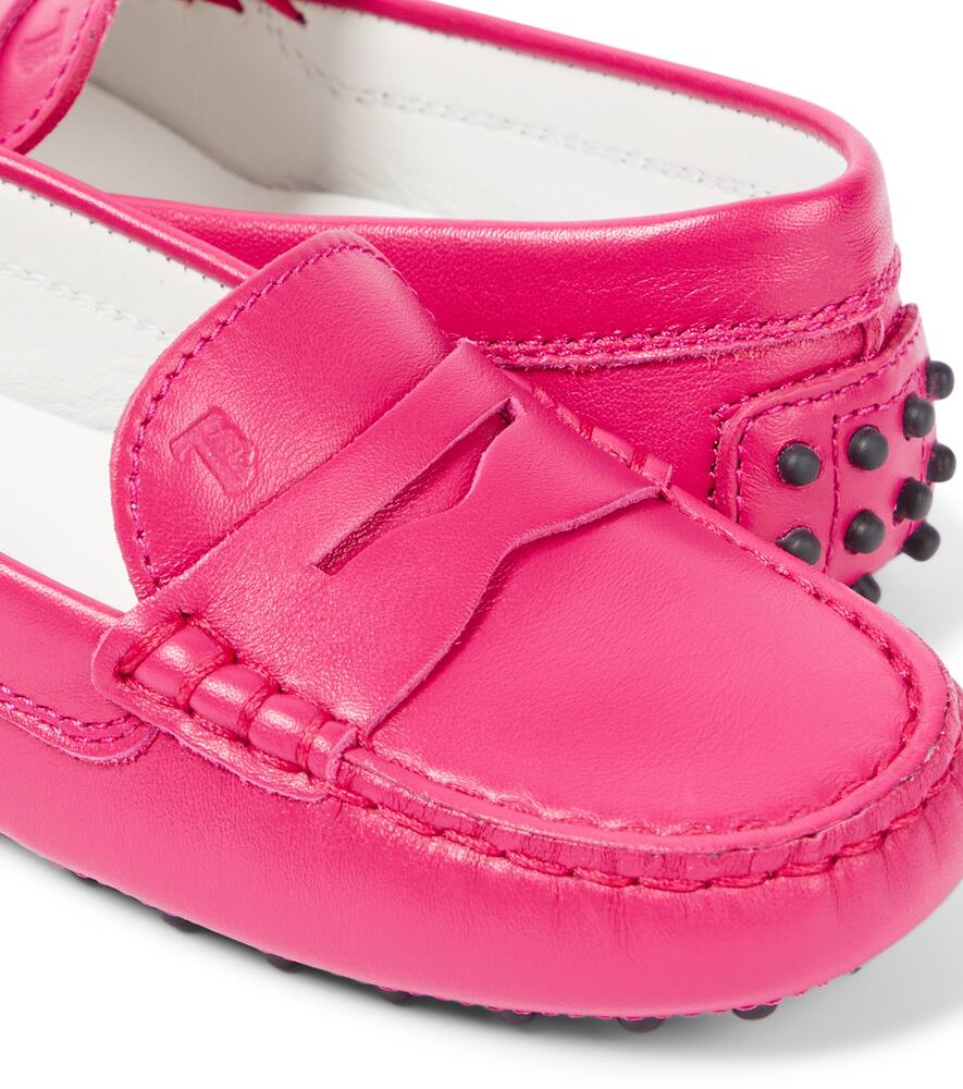 Tod's Junior Gommino Leather Mocassins In Pink
