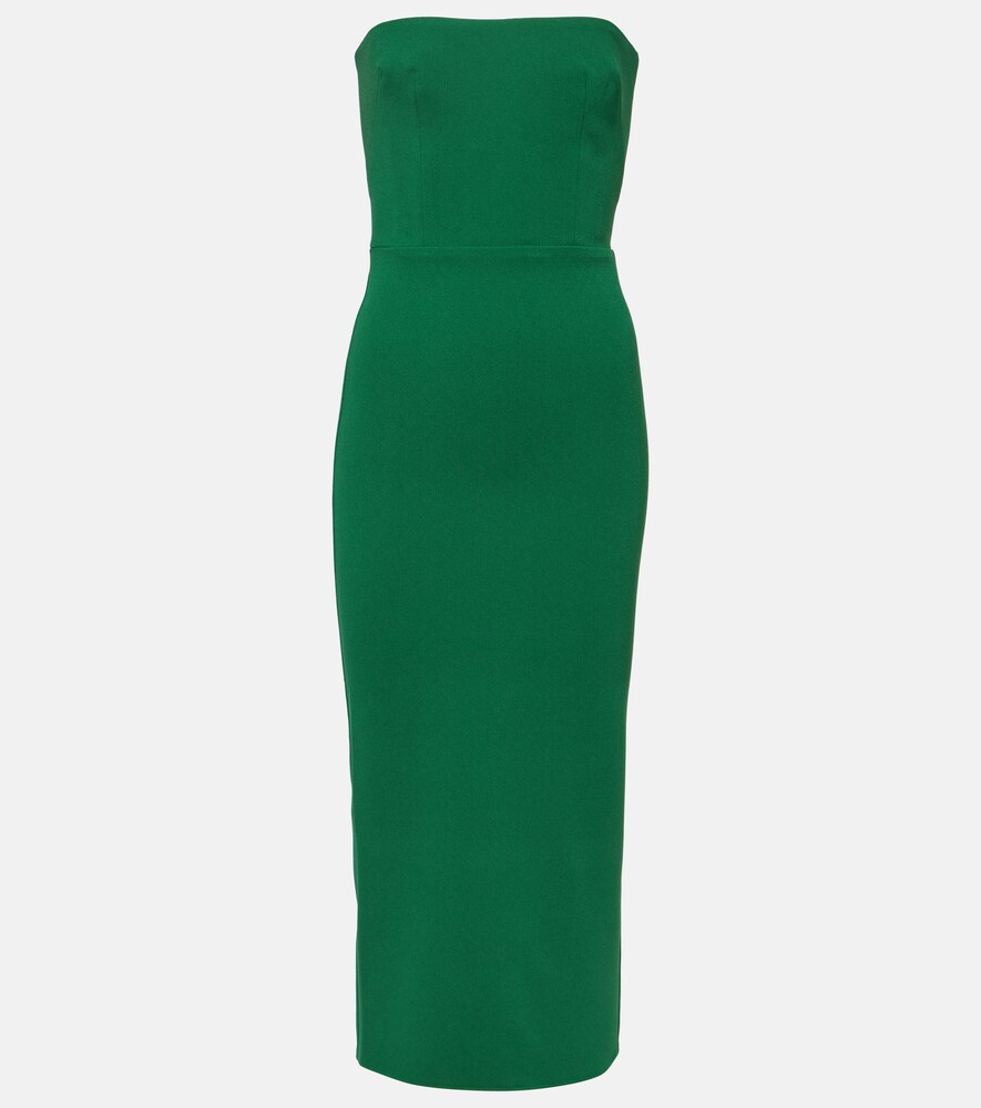 Alex Perry Strapless Crpe Midi Dress In Emerald | ModeSens