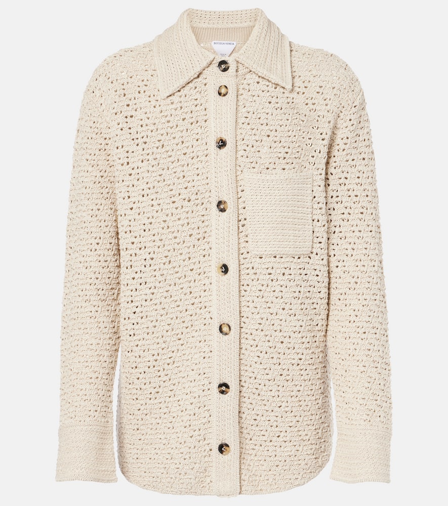 Bottega Veneta Cotton Crochet Shirt In Beige