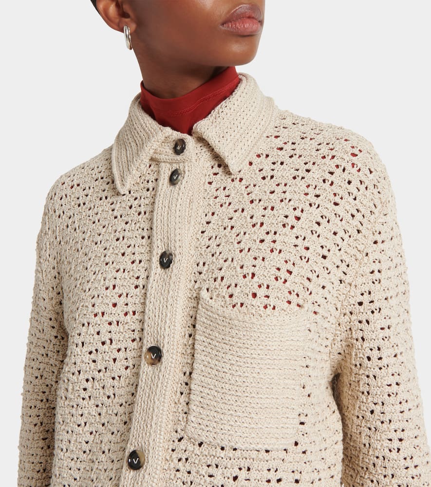 Bottega Veneta Cotton Crochet Shirt In Beige
