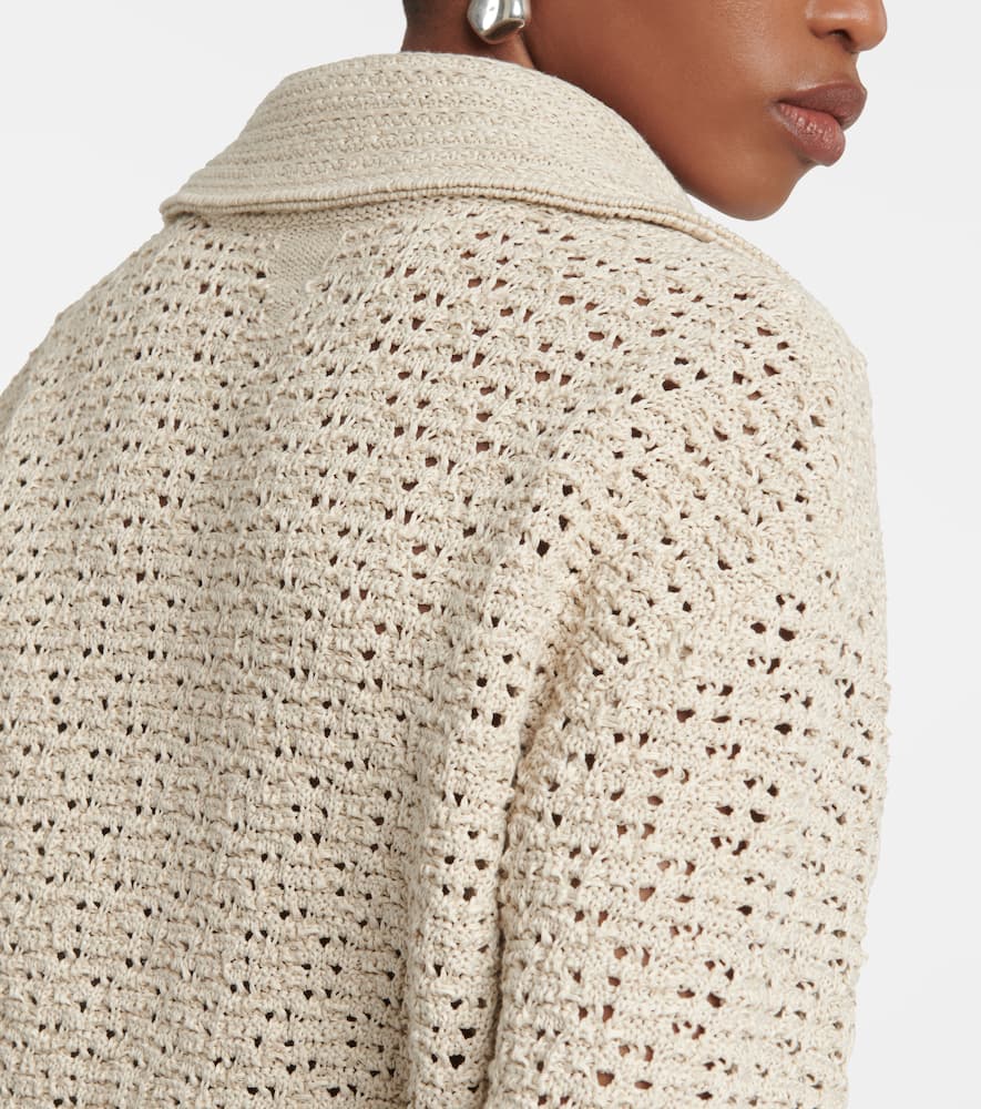 Bottega Veneta Cotton Crochet Shirt In Beige