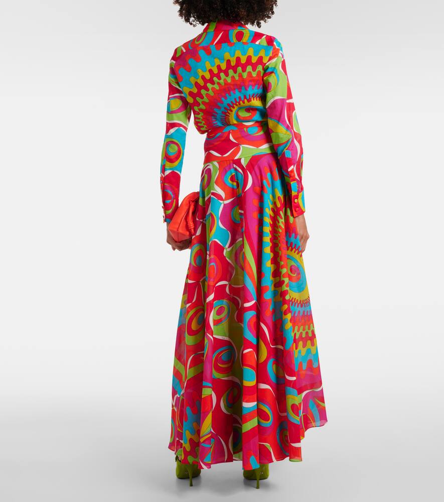 Pucci Printed Flared Cotton Maxi Skirt In Multicolor