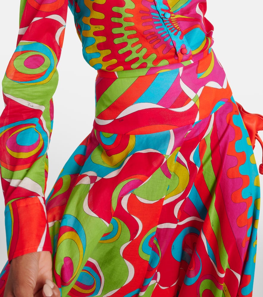Pucci Printed Flared Cotton Maxi Skirt In Multicolor