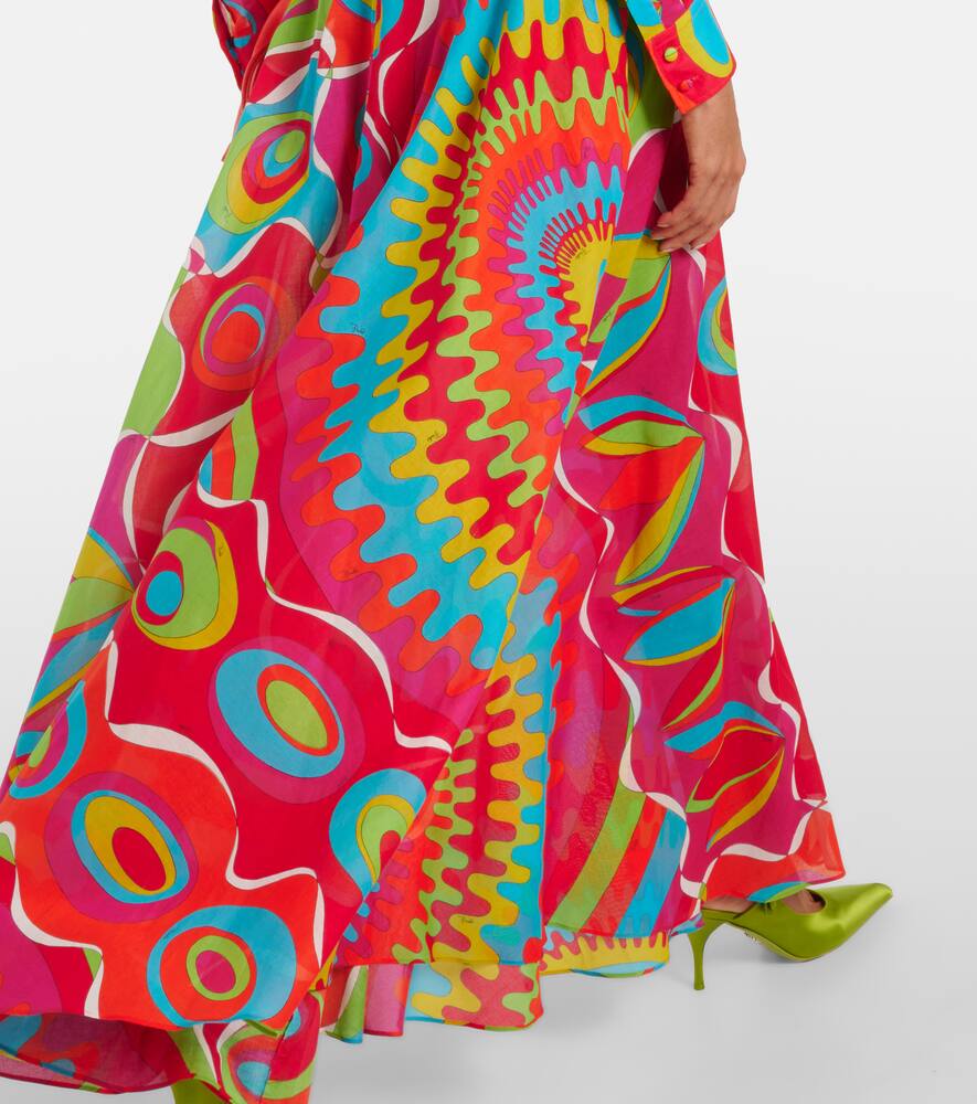 Pucci Printed Flared Cotton Maxi Skirt In Multicolor
