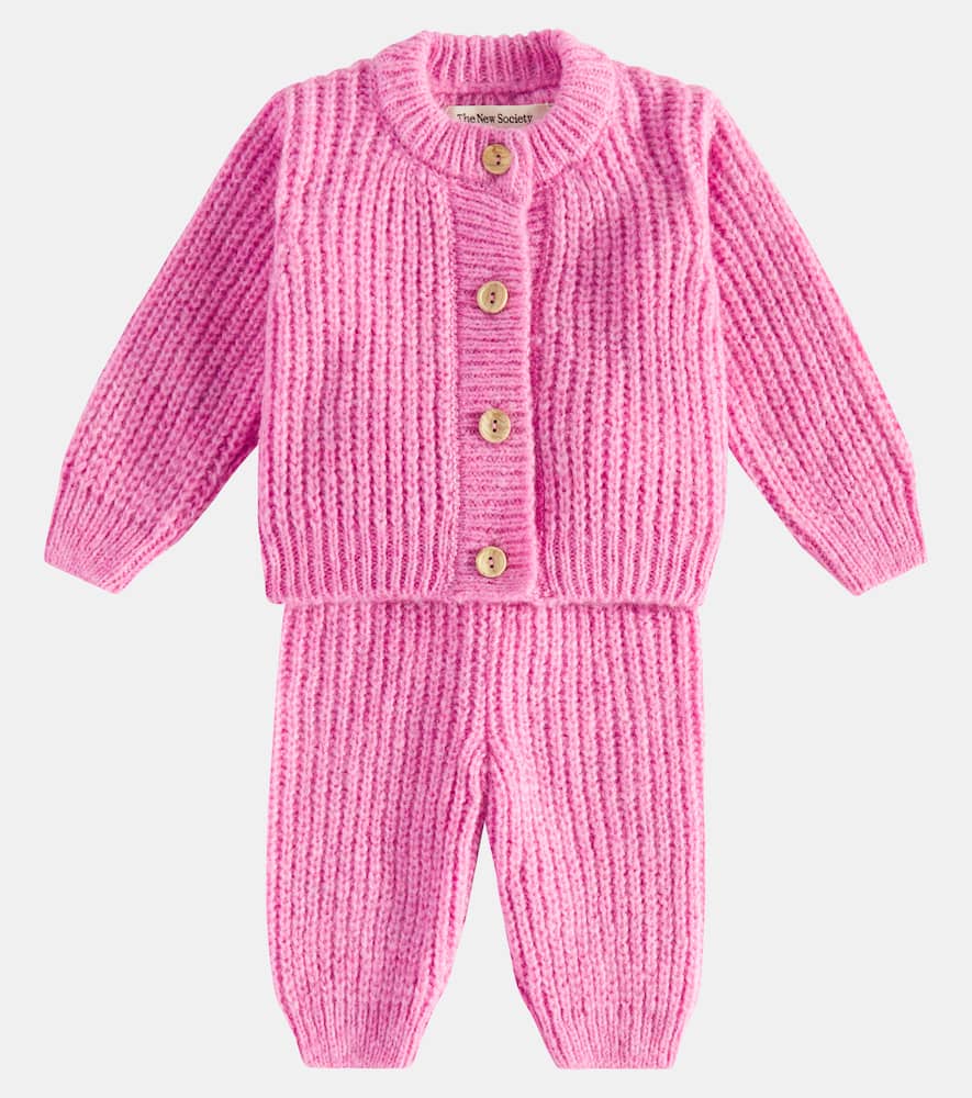 The New Society Baby Tampere Cardigan And Pants Set In Pink