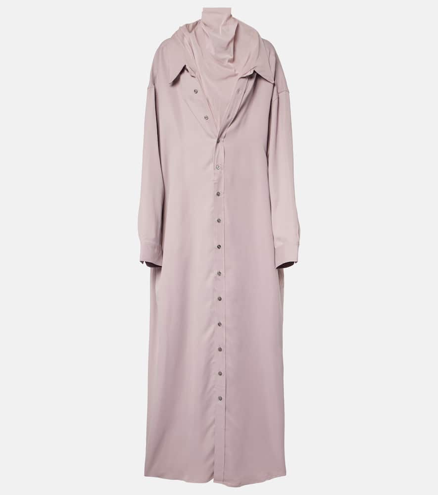 Y/project Turtleneck Mesh-trimmed Shirt Dress In Purple