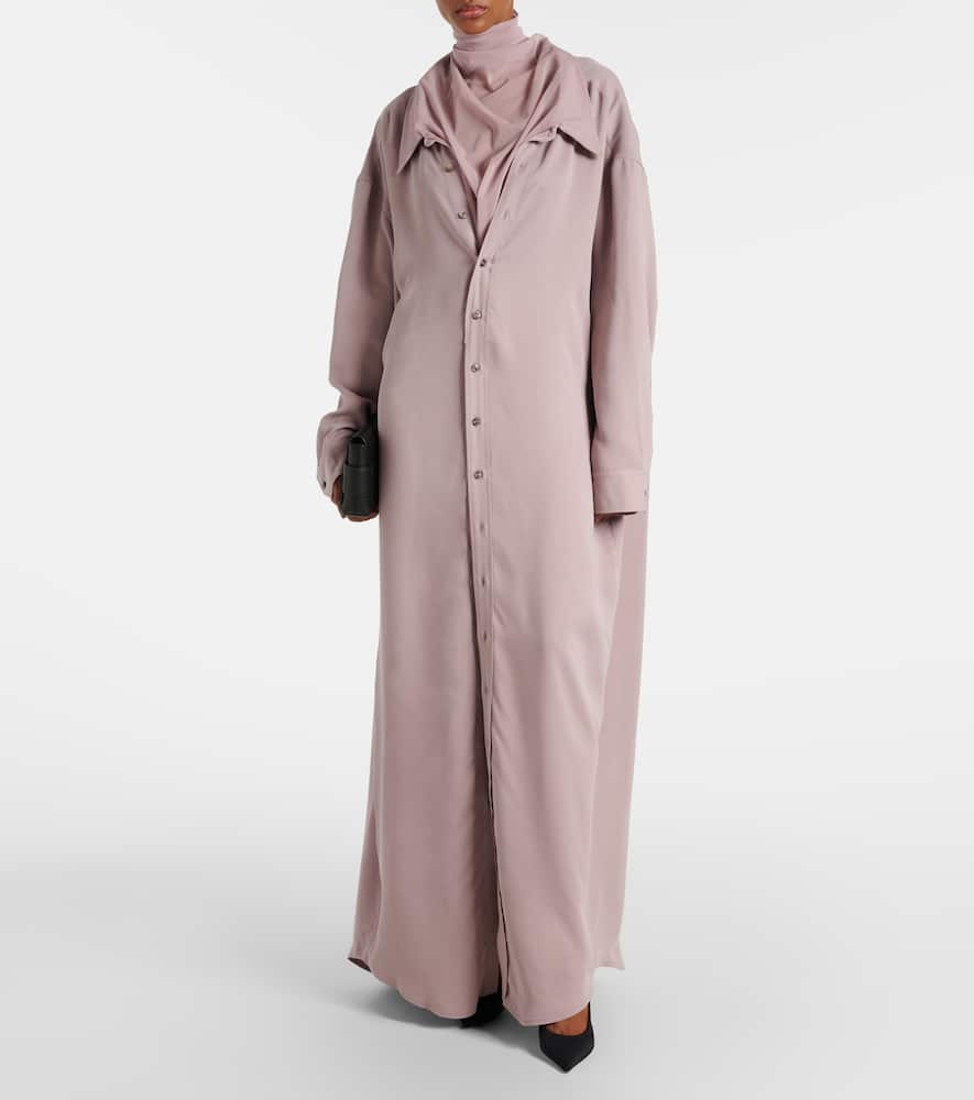 Y/project Turtleneck Mesh-trimmed Shirt Dress In Purple