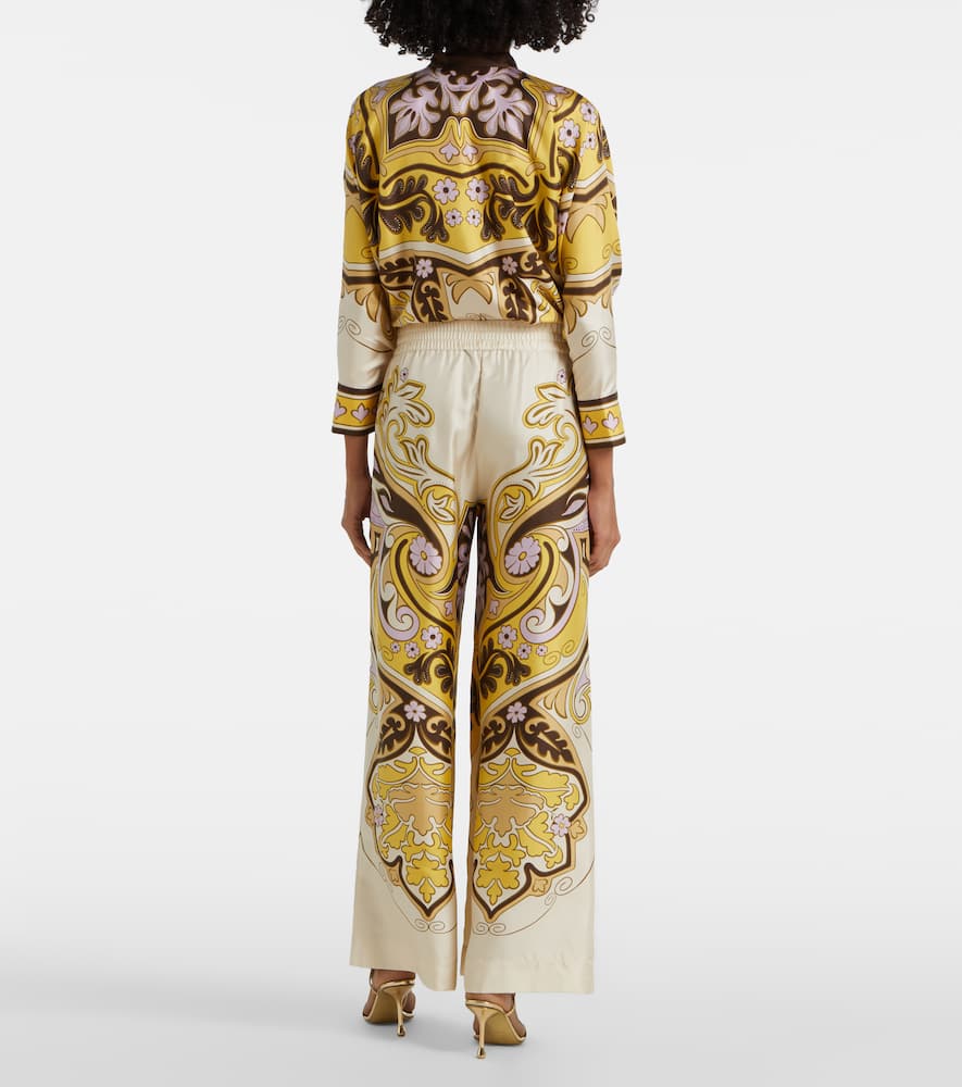 La Doublej Printed Silk Twill Palazzo Pants In Spells Placée