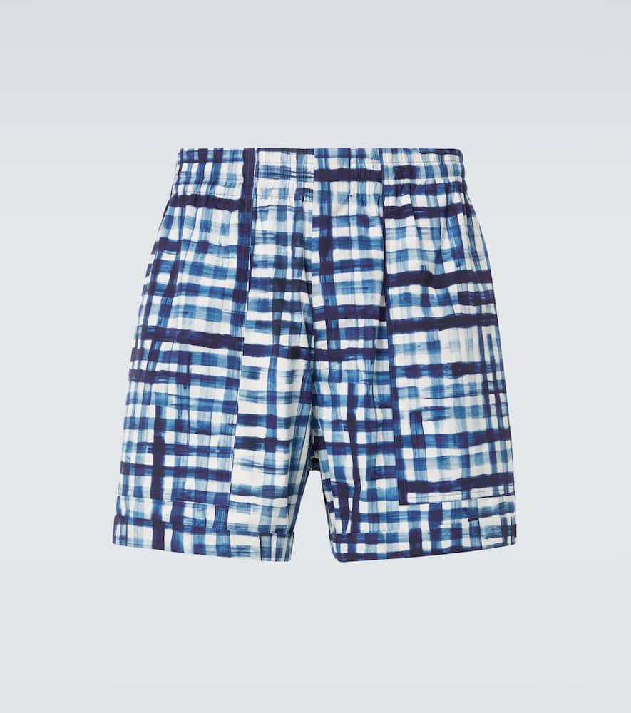 Bottega Veneta Gingham Cotton Bermuda Shorts In Neutrals