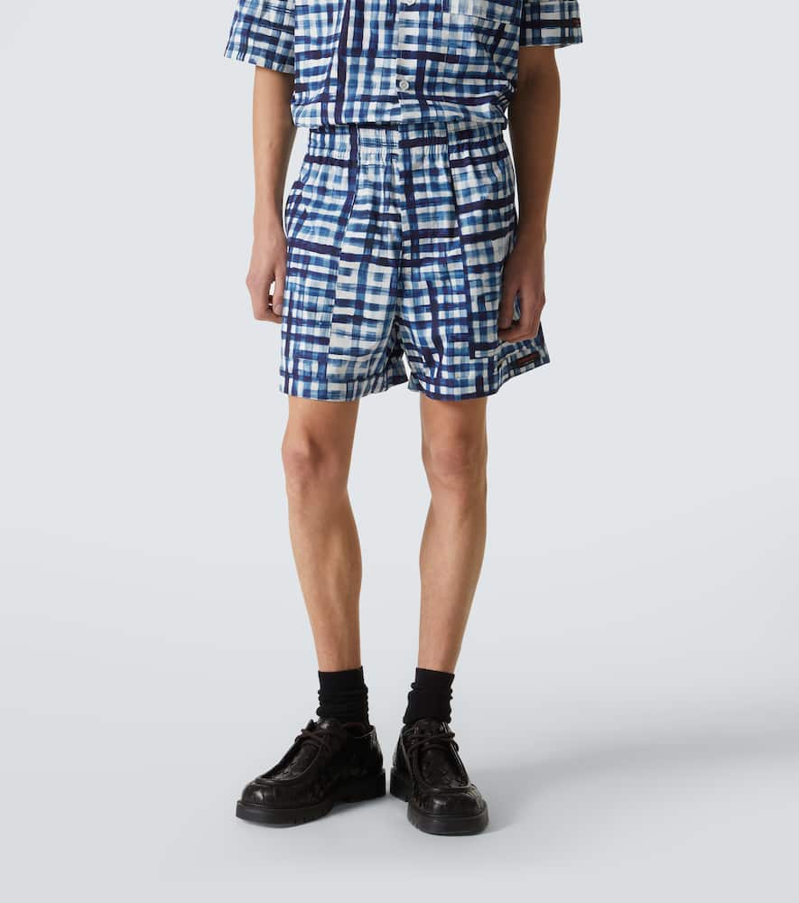 Bottega Veneta Gingham Cotton Bermuda Shorts In Neutrals