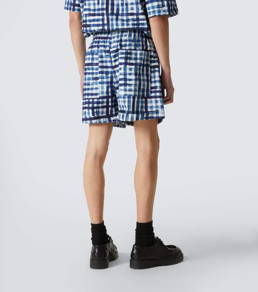 Bottega Veneta Gingham Cotton Bermuda Shorts In Neutrals