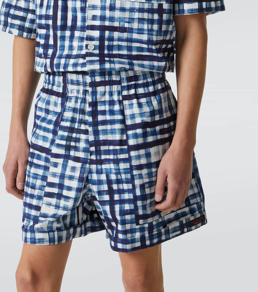 Bottega Veneta Gingham Cotton Bermuda Shorts In Neutrals