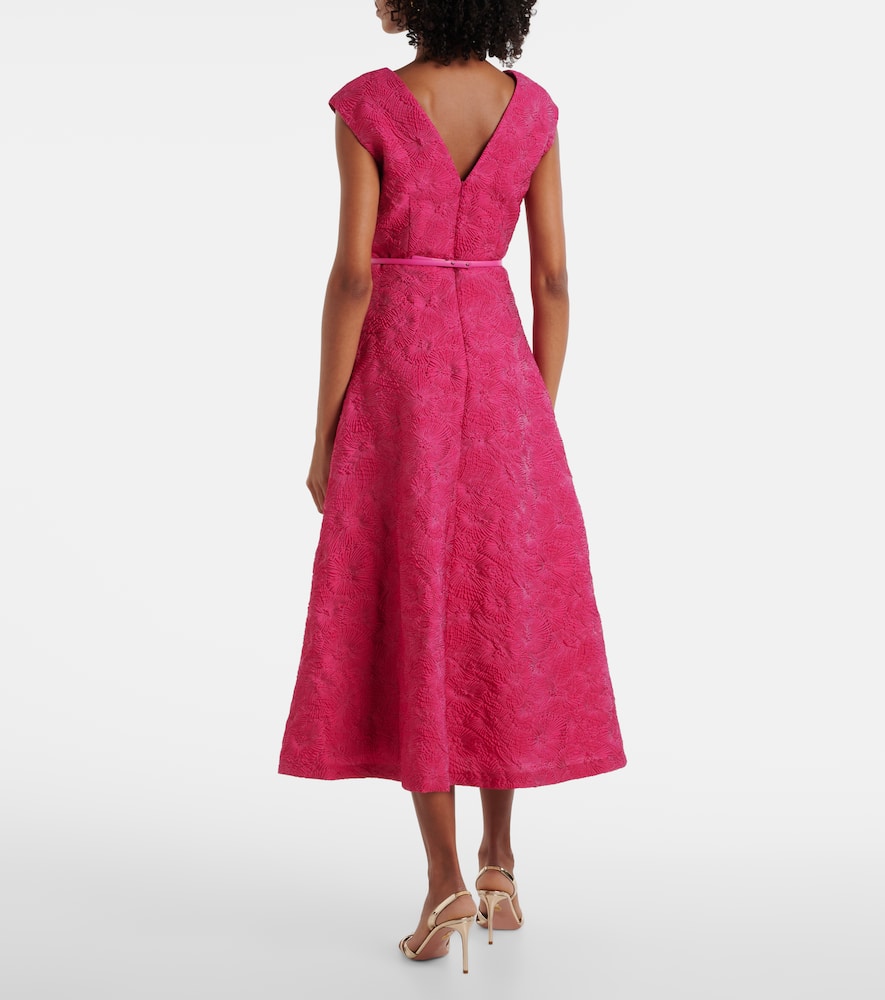 Max Mara A-line Midi Dress With Deep V-neckline In Pink