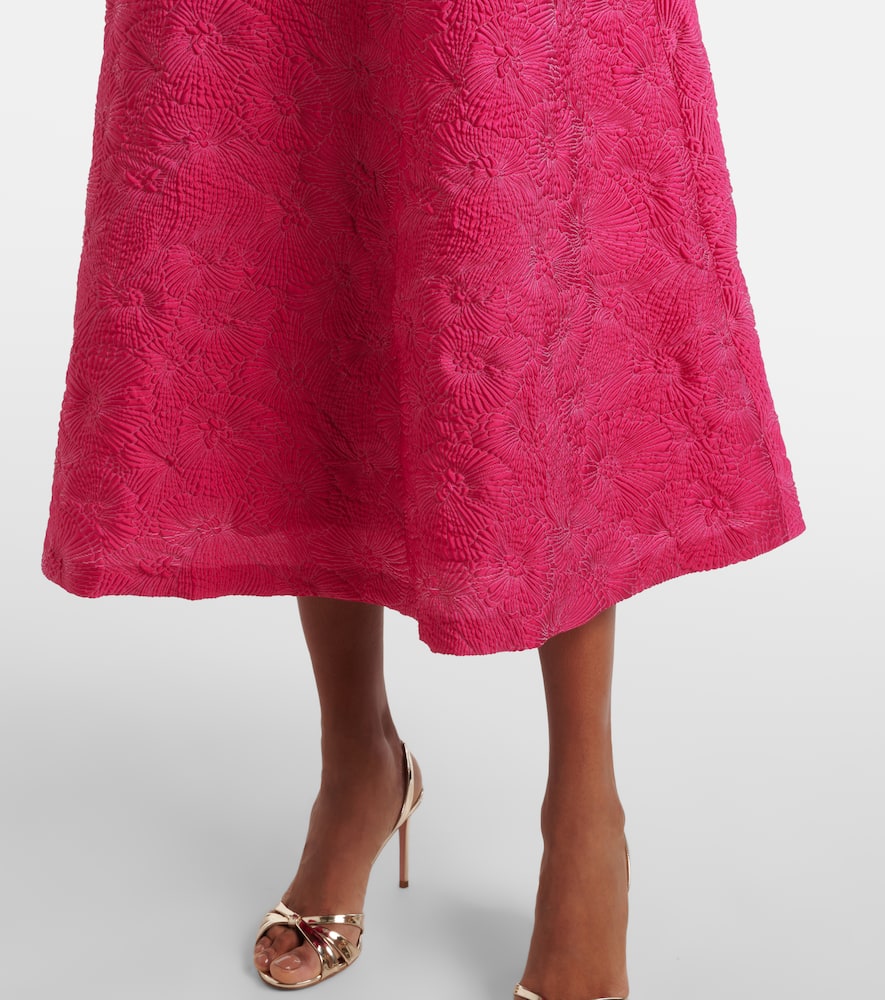 Max Mara A-line Midi Dress With Deep V-neckline In Pink