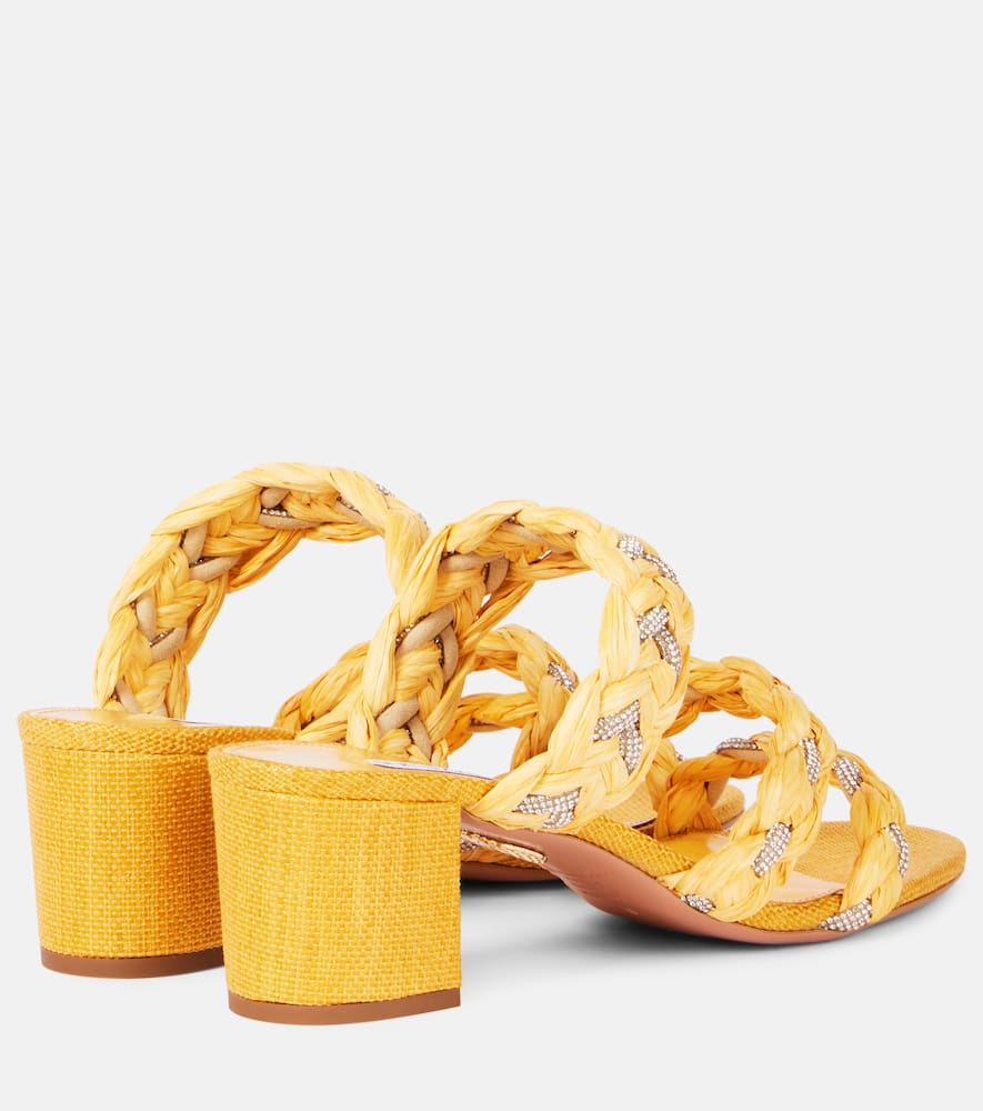 Aquazzura Costiera 50 Raffia-effect Sandals In Yellow