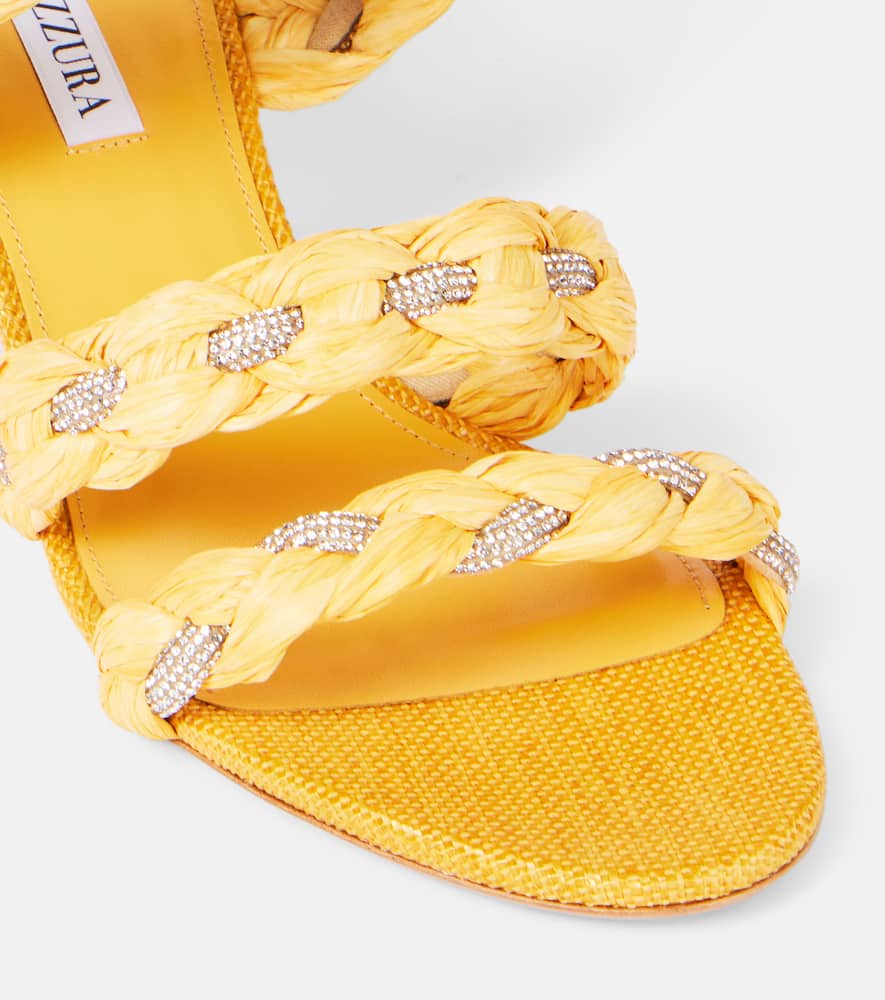 Aquazzura Costiera 50 Raffia-effect Sandals In Yellow
