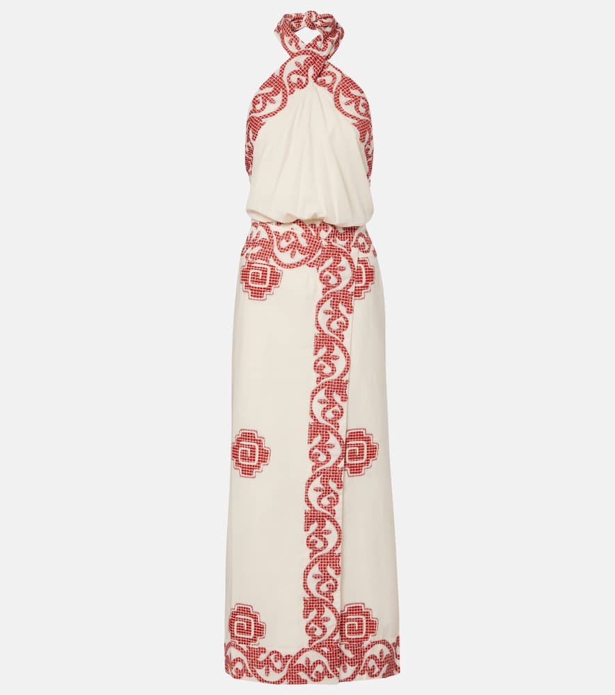 Johanna Ortiz Printed Cotton Midi Dress In Sand