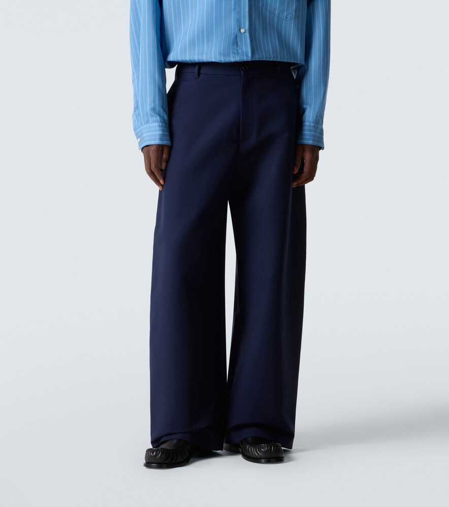 Mid-Rise Cotton Satin Wide-Leg Pants