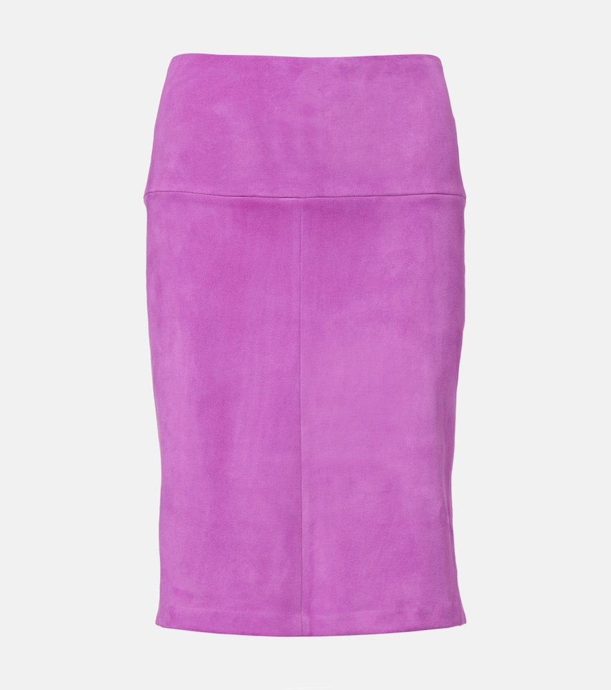 Stouls Gin Suede Pencil Skirt In Purple