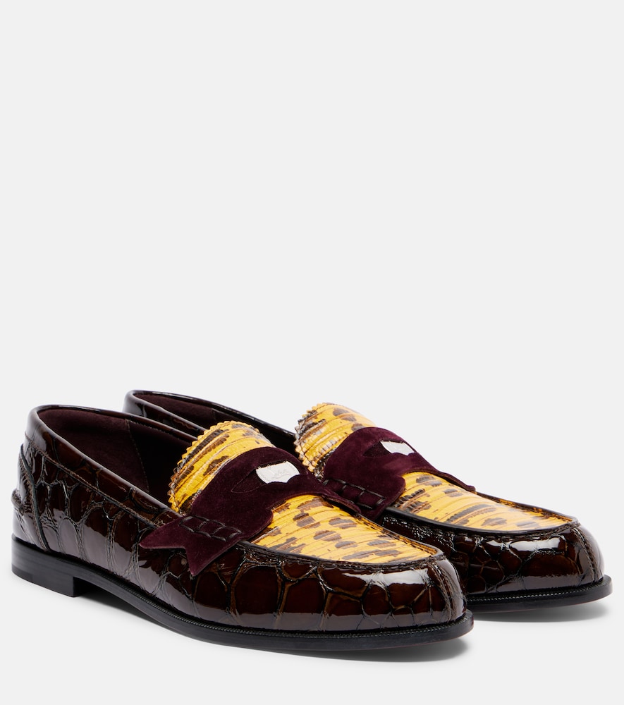 Christian Louboutin Penny croc-effect leather penny loafers