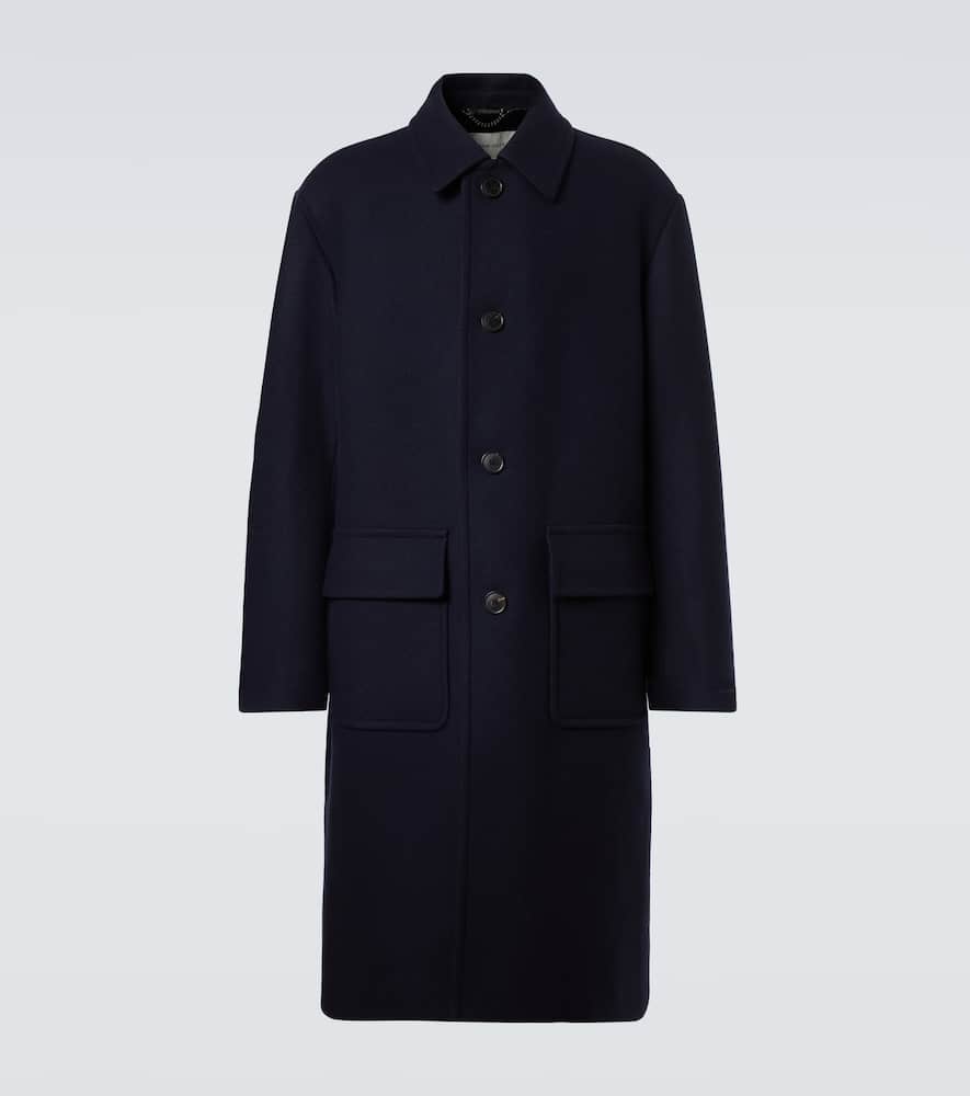 Dries Van Noten Wool-blend Twill Overcoat In Blue