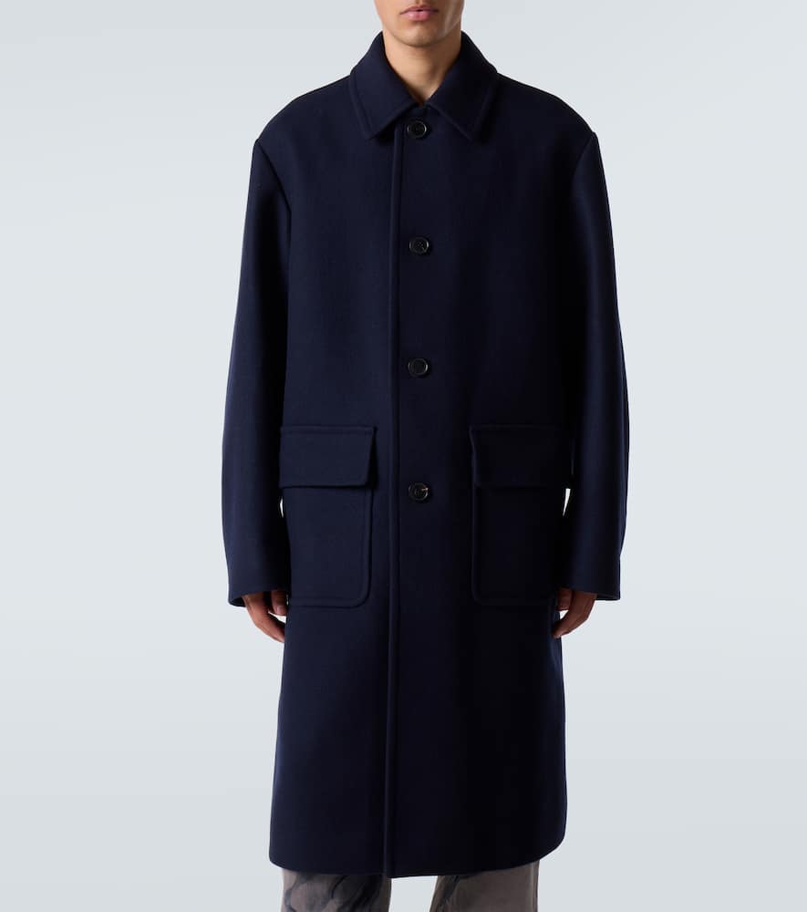 Dries Van Noten Wool-blend Twill Overcoat In Blue