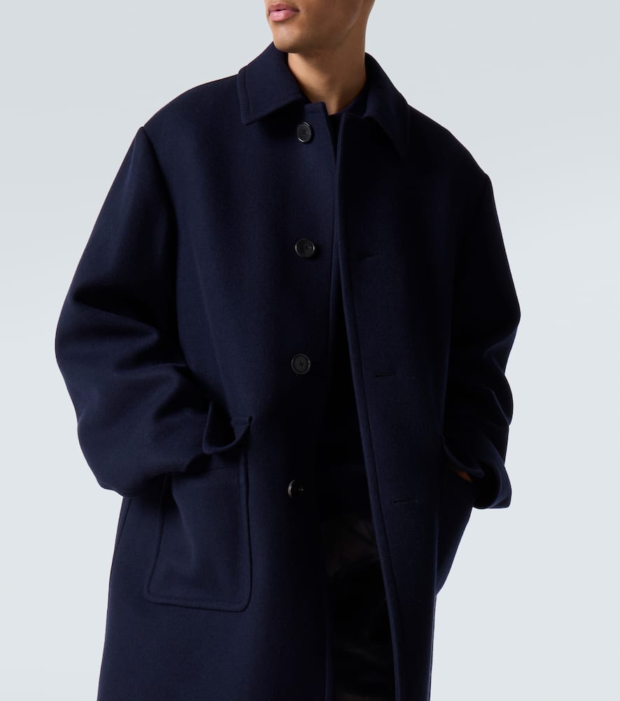 Dries Van Noten Wool-blend Twill Overcoat In Blue