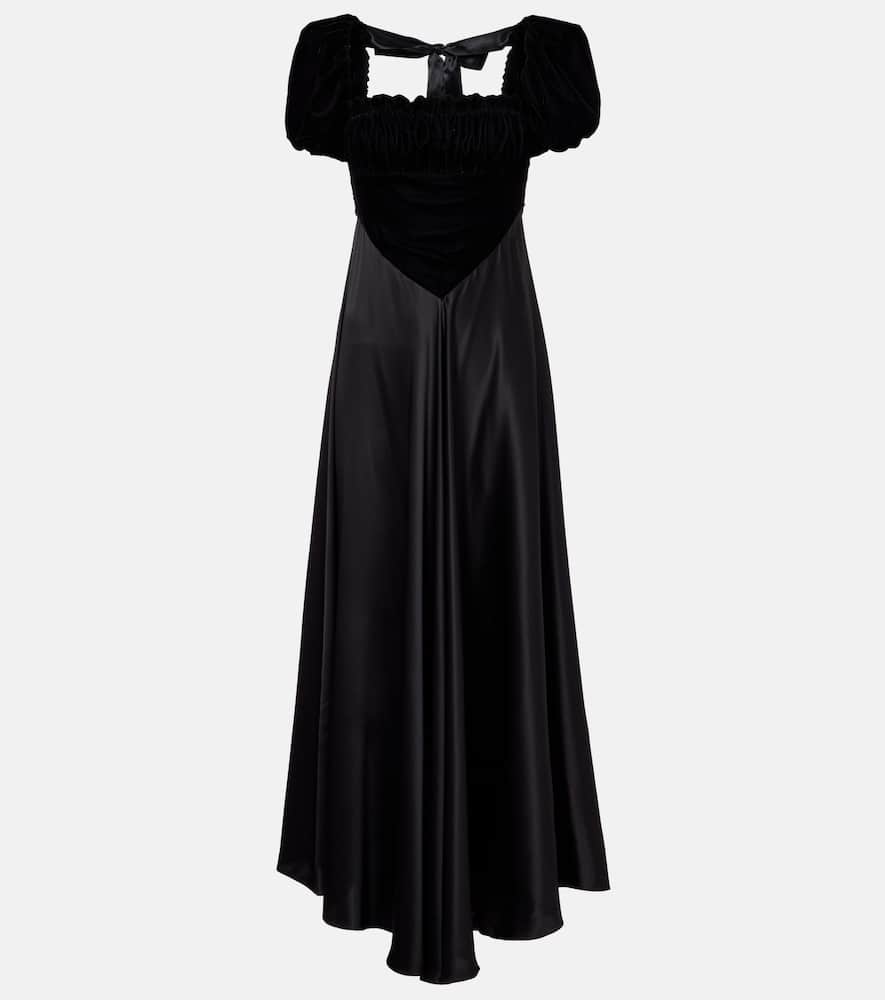 Rodarte Tie-detailed Velvet And Silk-satin Gown In Black