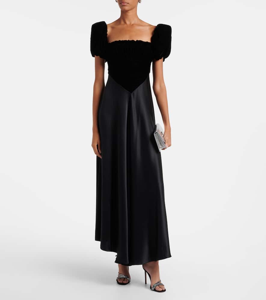 Rodarte Tie-detailed Velvet And Silk-satin Gown In Black