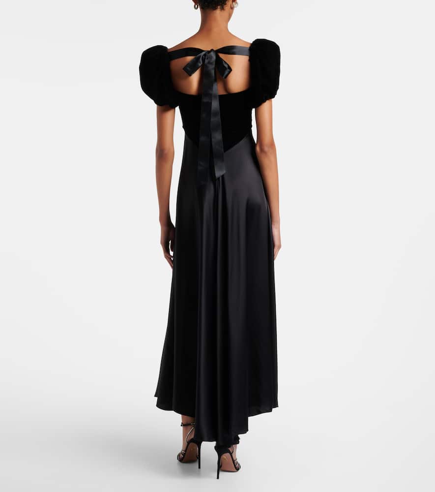 Rodarte Tie-detailed Velvet And Silk-satin Gown In Black