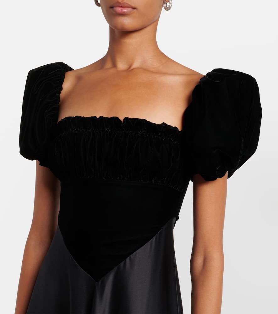 Rodarte Tie-detailed Velvet And Silk-satin Gown In Black