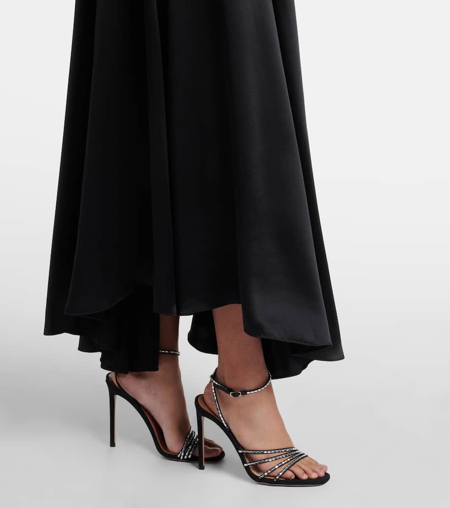 Rodarte Tie-detailed Velvet And Silk-satin Gown In Black
