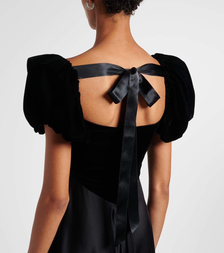 Rodarte Tie-detailed Velvet And Silk-satin Gown In Black